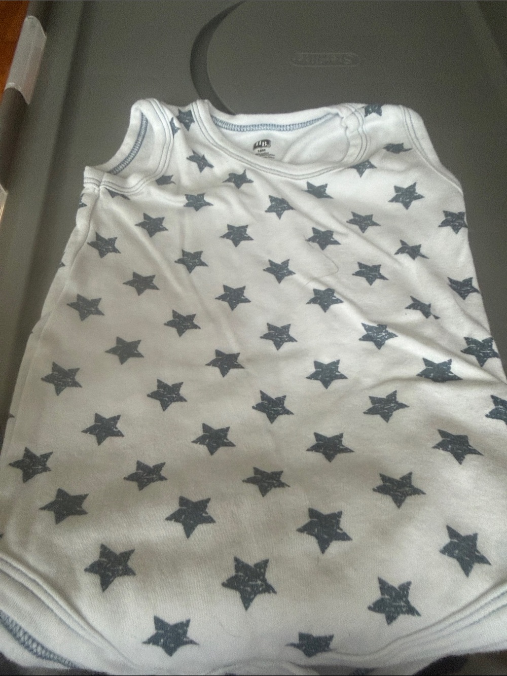 Sleeveless Star-Print Baby Sleep Sack - White with Gray Stars
